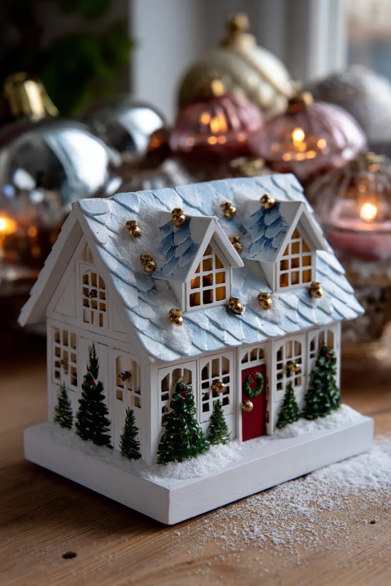 17. Hand-Painted Snowy Cottage Advent Calendar - photo 2
