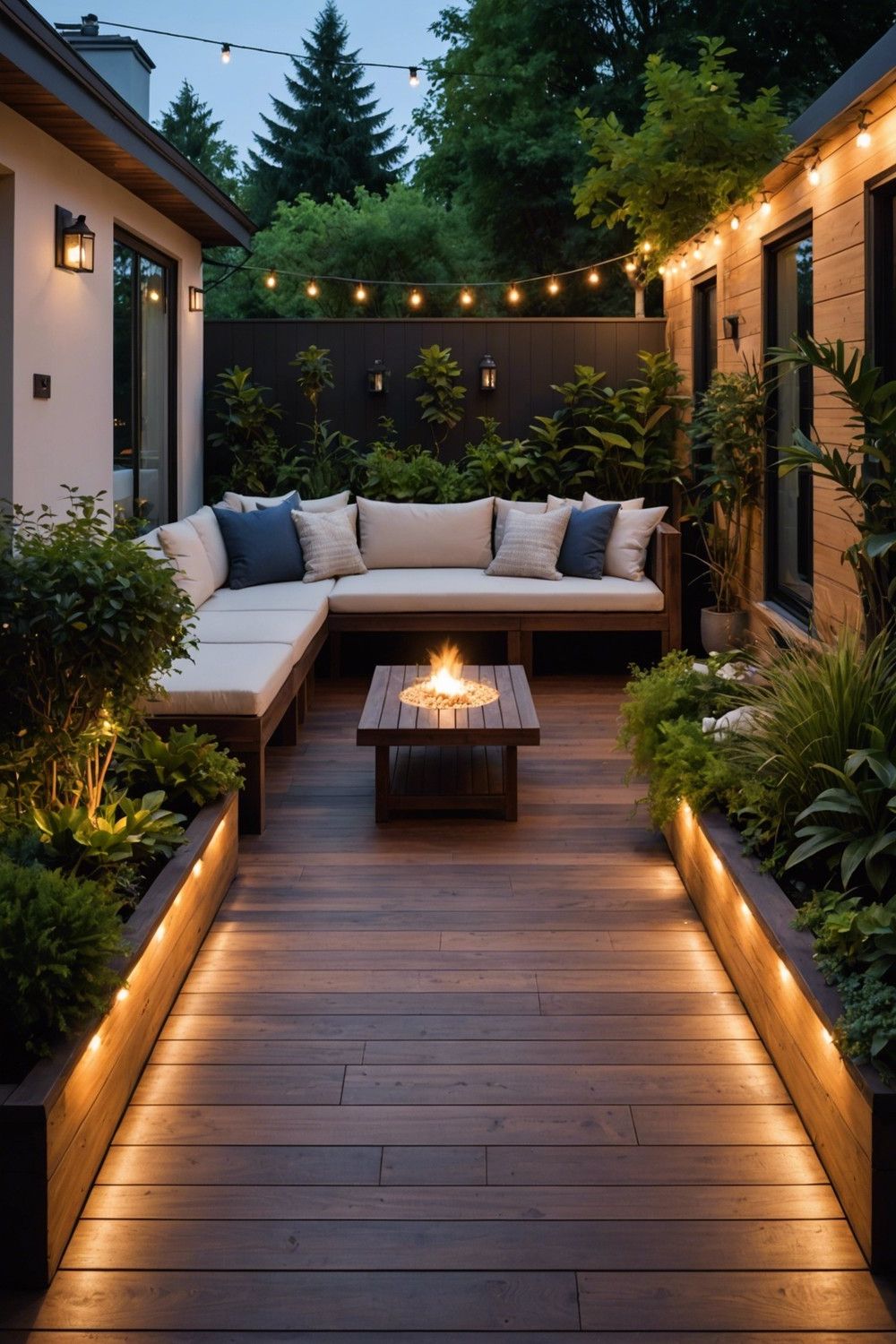 Wood Decking with Built-In Lights