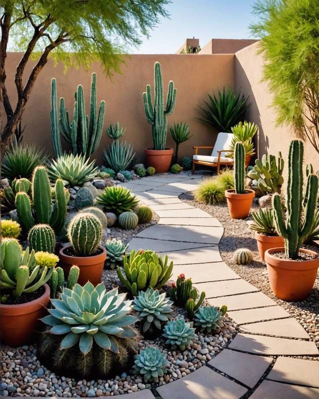 Desert Patio Featuring Cacti and Succulents