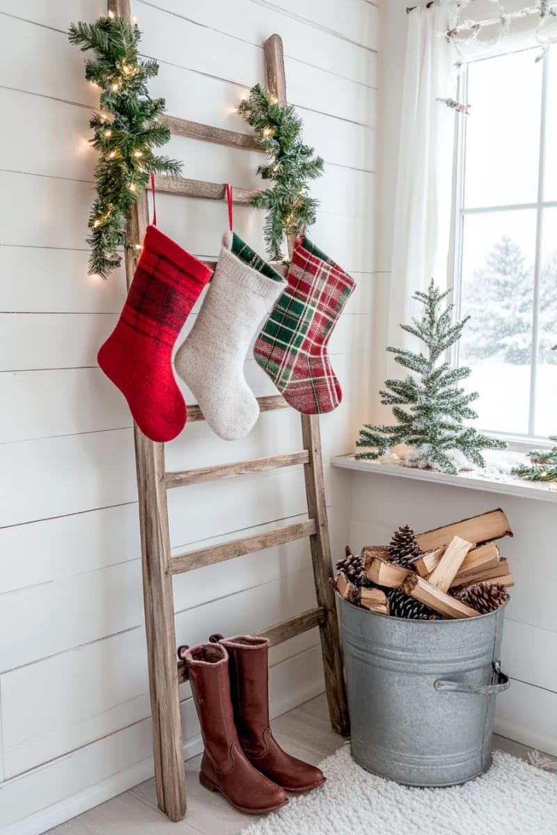 20. Wooden Ladder With Plaid Stockings - photo 3