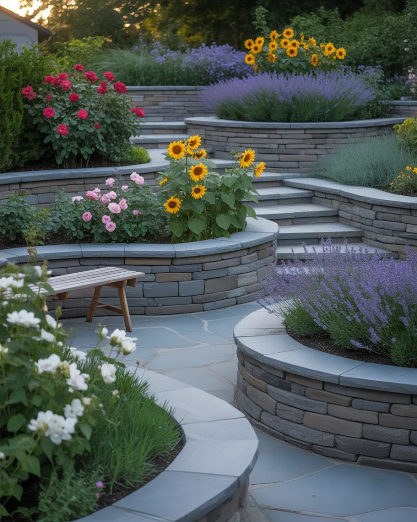 19. Raised Flower Beds for Sloped Yards