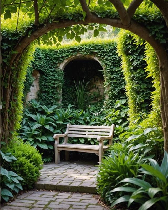 Bench Hidden Deep Within a Garden Maze