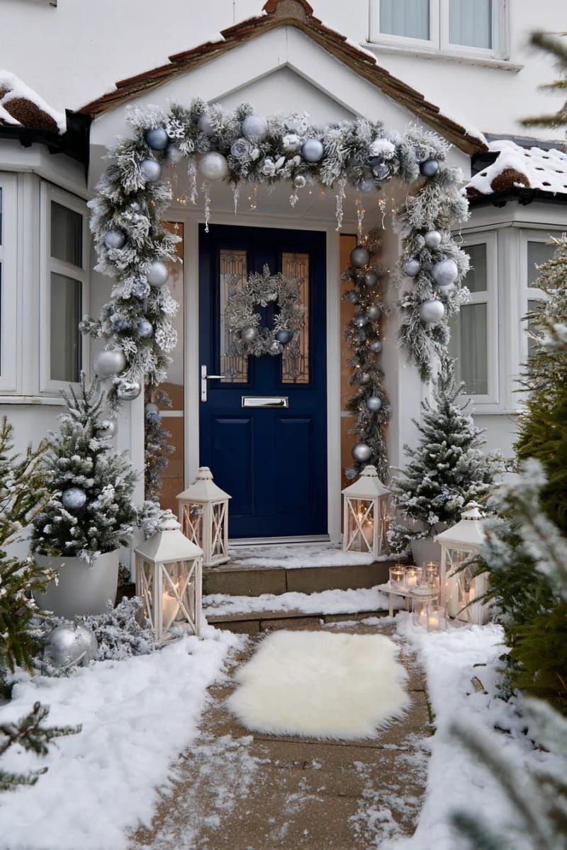 13. Snowy Landscape Display with Flocked Garland - photo 4