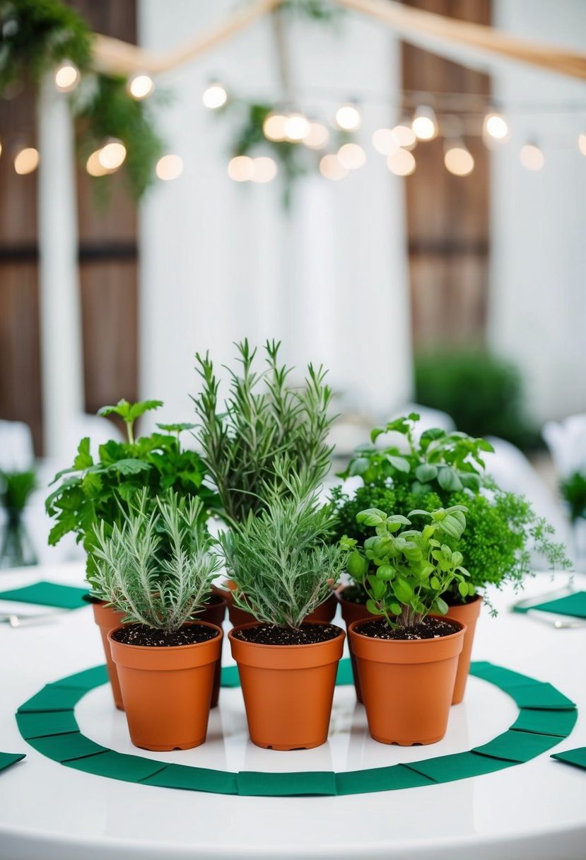 15) Potted Herbs as Natural Table Accents