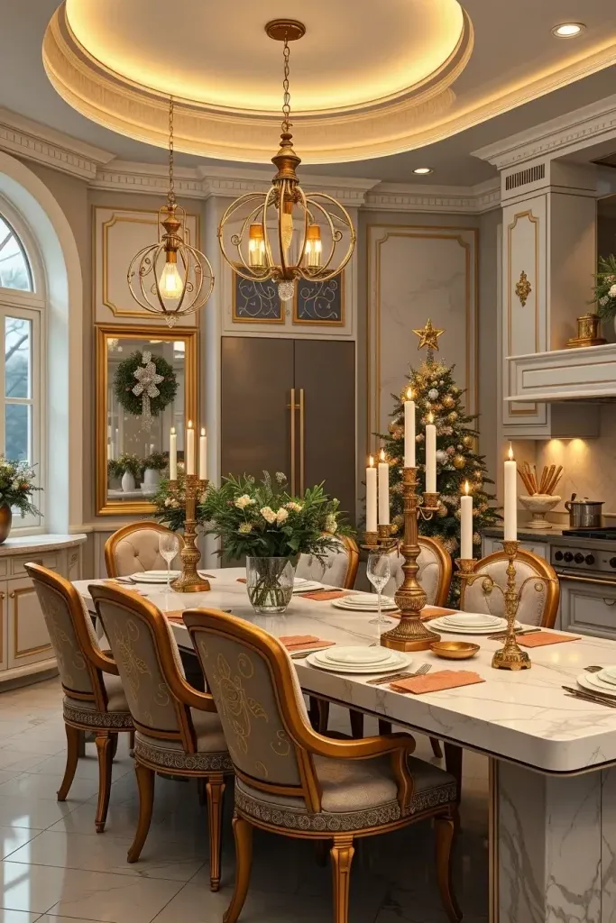 Gold Accents for an Elegant Christmas Kitchen
