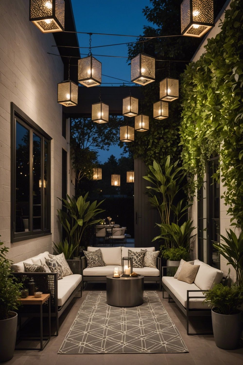 Repeating Geometric Metal Lantern Patterns