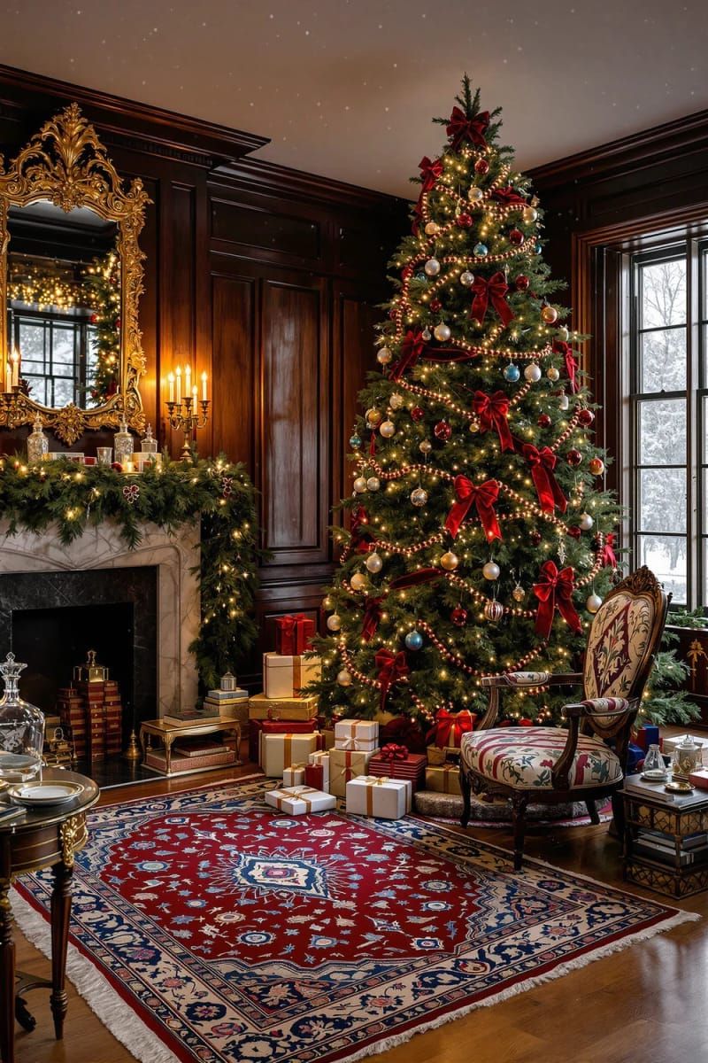 16. Living room with a decorated tree and Persian rug - photo 3