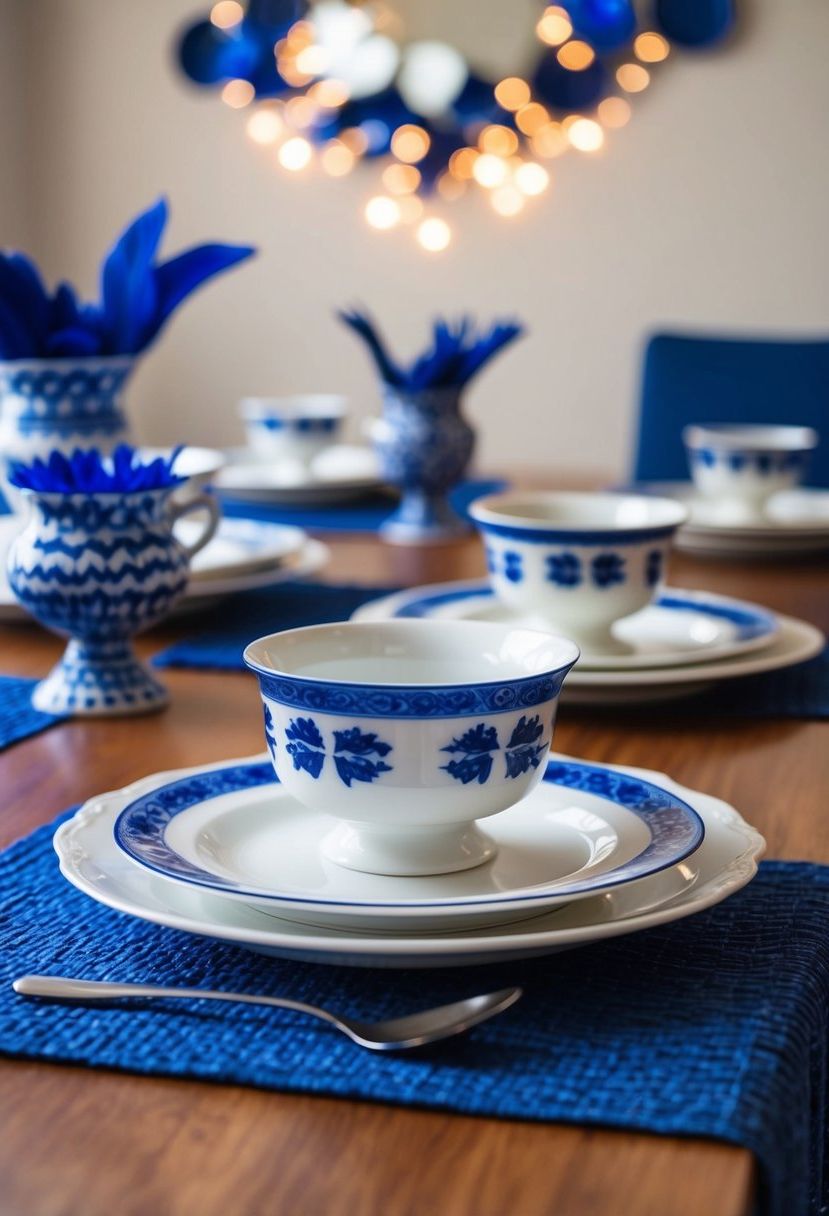 9) White porcelain with blue accents