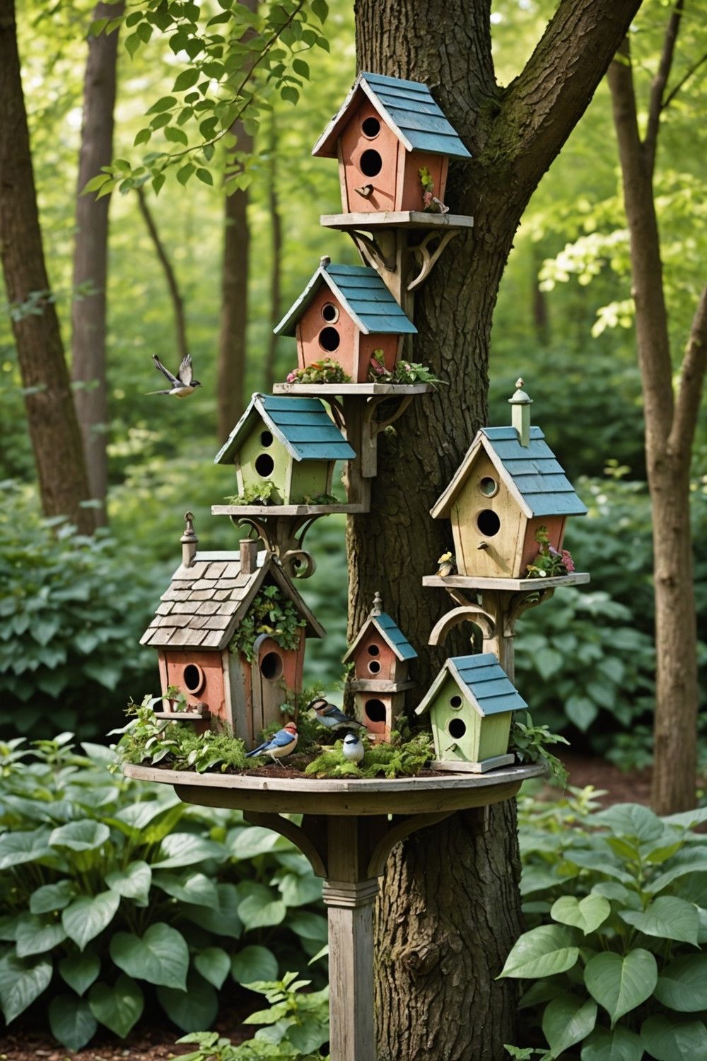 Add Vintage Birdhouses and Feeders
