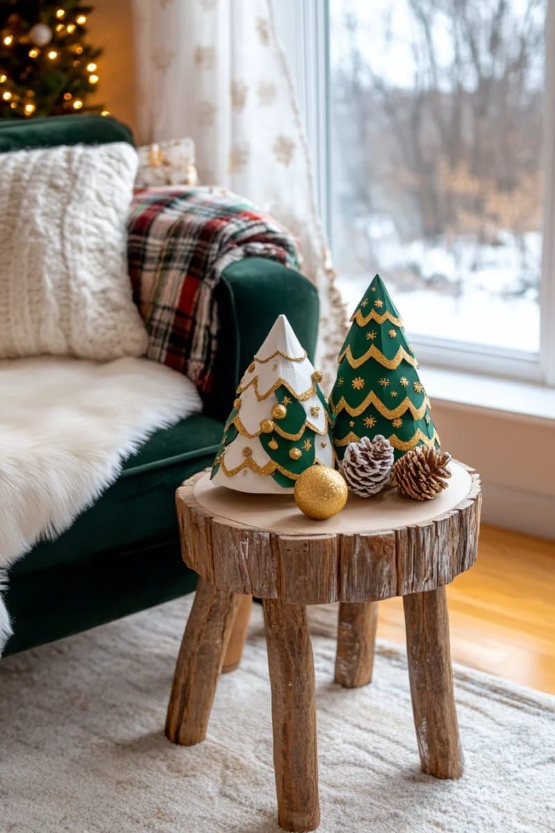 28. Painted Cardboard Cone Tree Forest for a Side Table - photo 2
