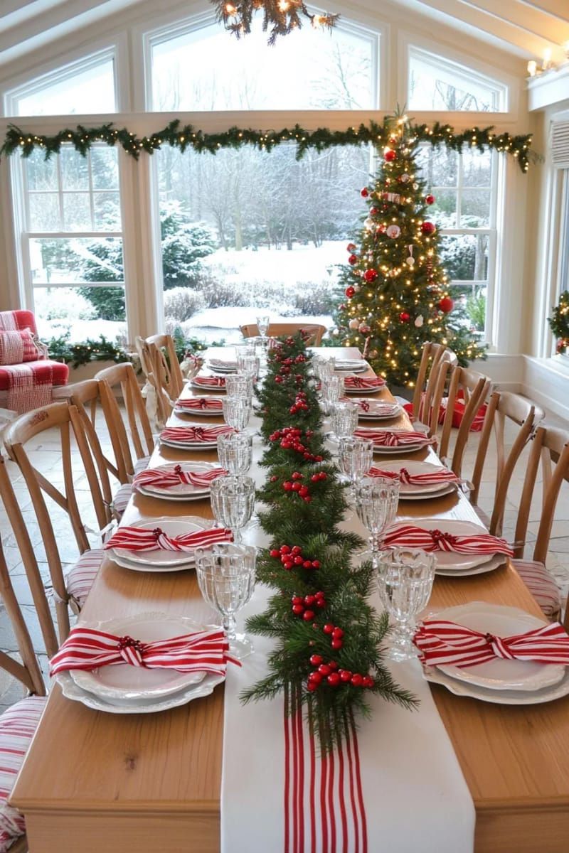 29. Red and White Stripes With Cedar and Berries