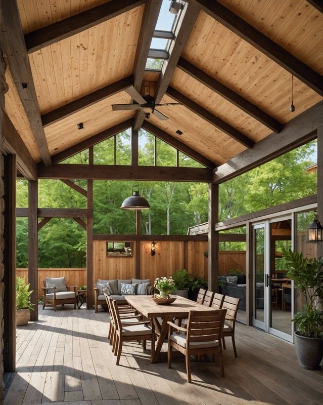 Tongue-and-Groove Ceiling With a Skylight