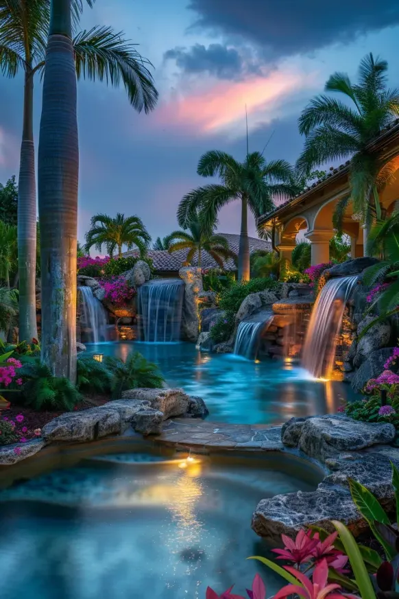 Tropical Backyard Pool Retreat Ideas