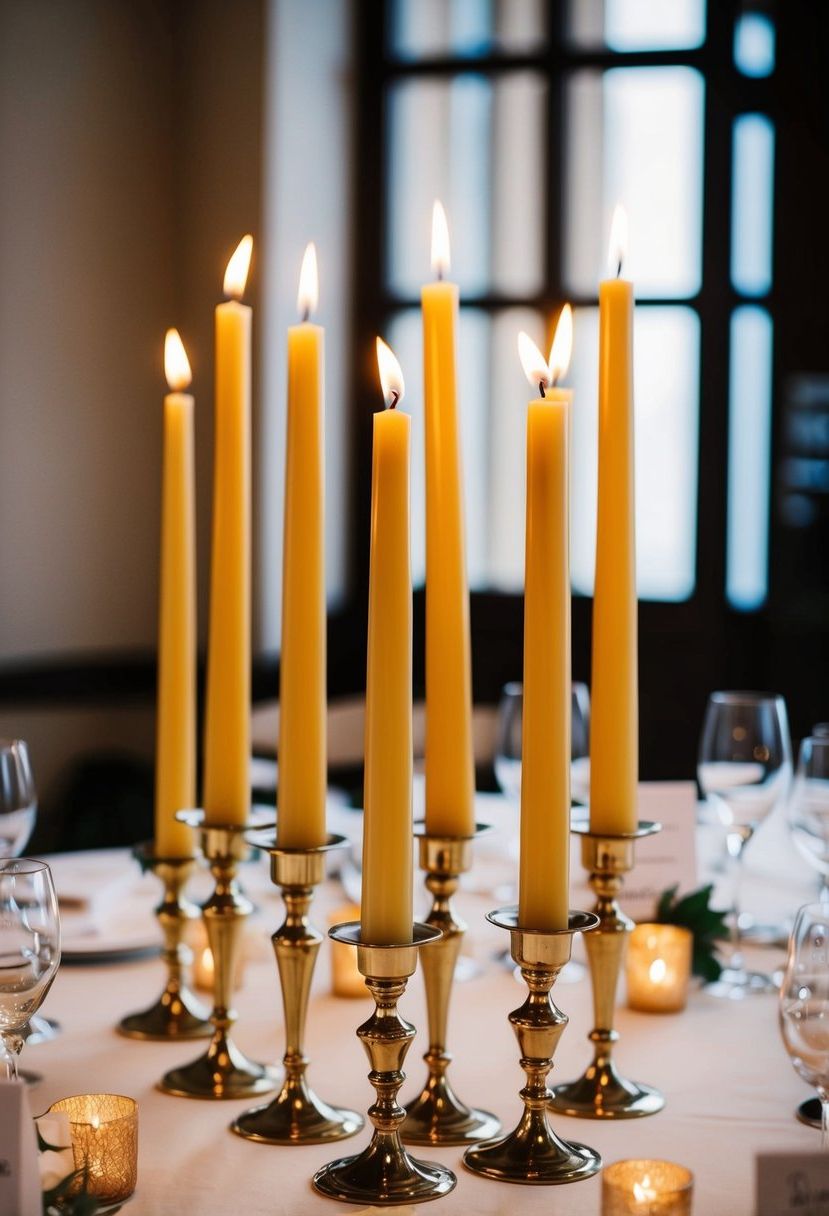 5) Taper Candles in Holders