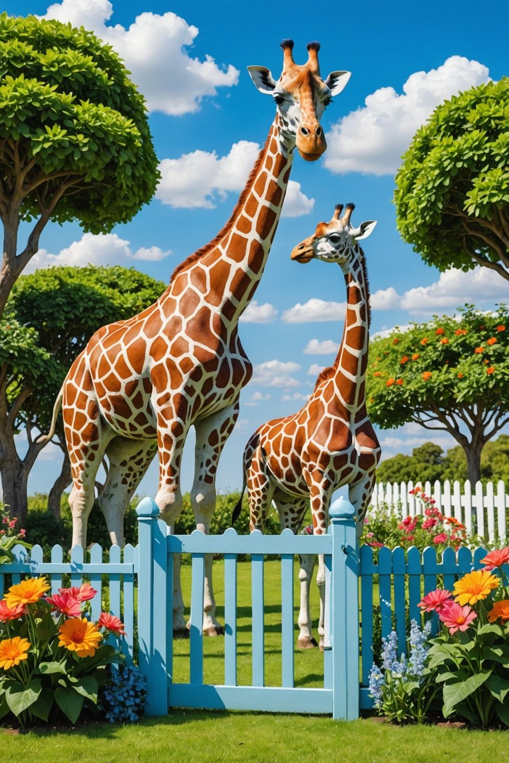 Playful Giraffe and Elephant Silhouettes