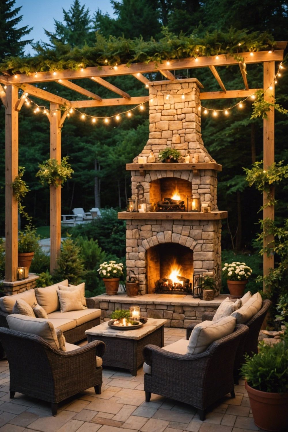 Outdoor Living Room With Fireplace
