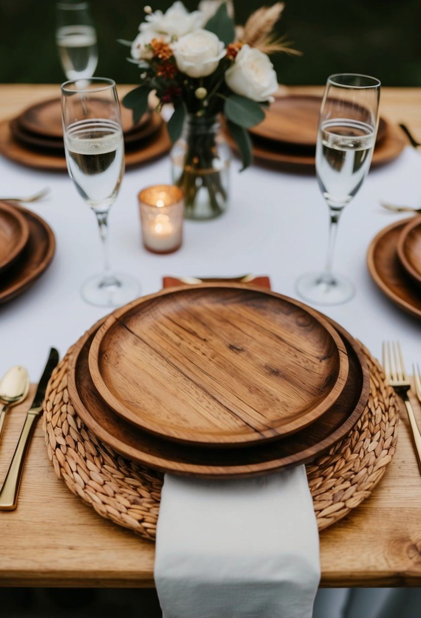 14) Natural Wood Serving Plates