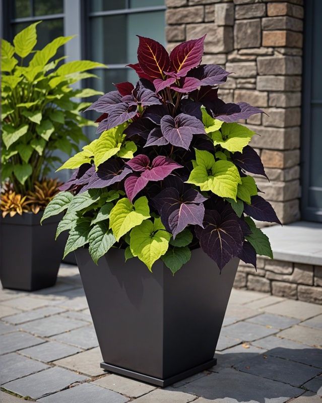 Modern Coleus Container With Edgy Accents