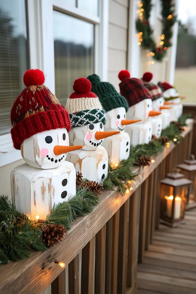 9. Painted pallet snowman family for the porch - photo 2
