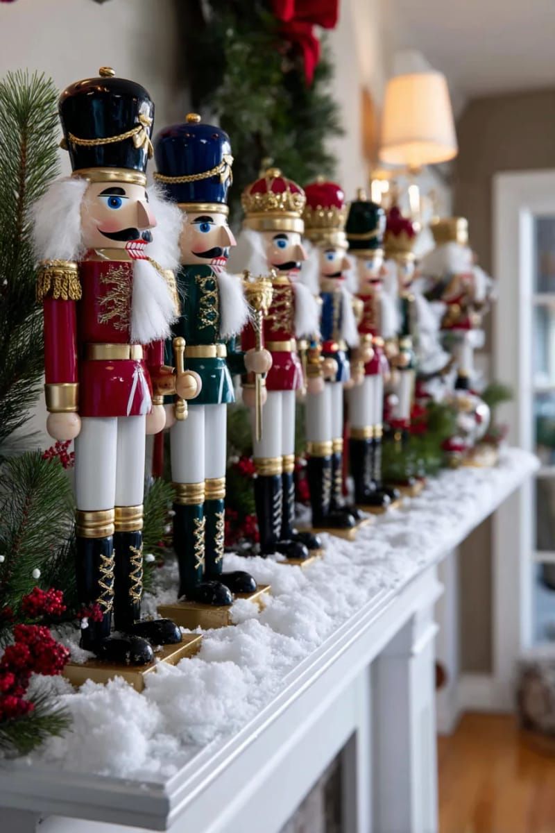 12. Nutcracker Figurines on a Snowy Mantel - photo 2
