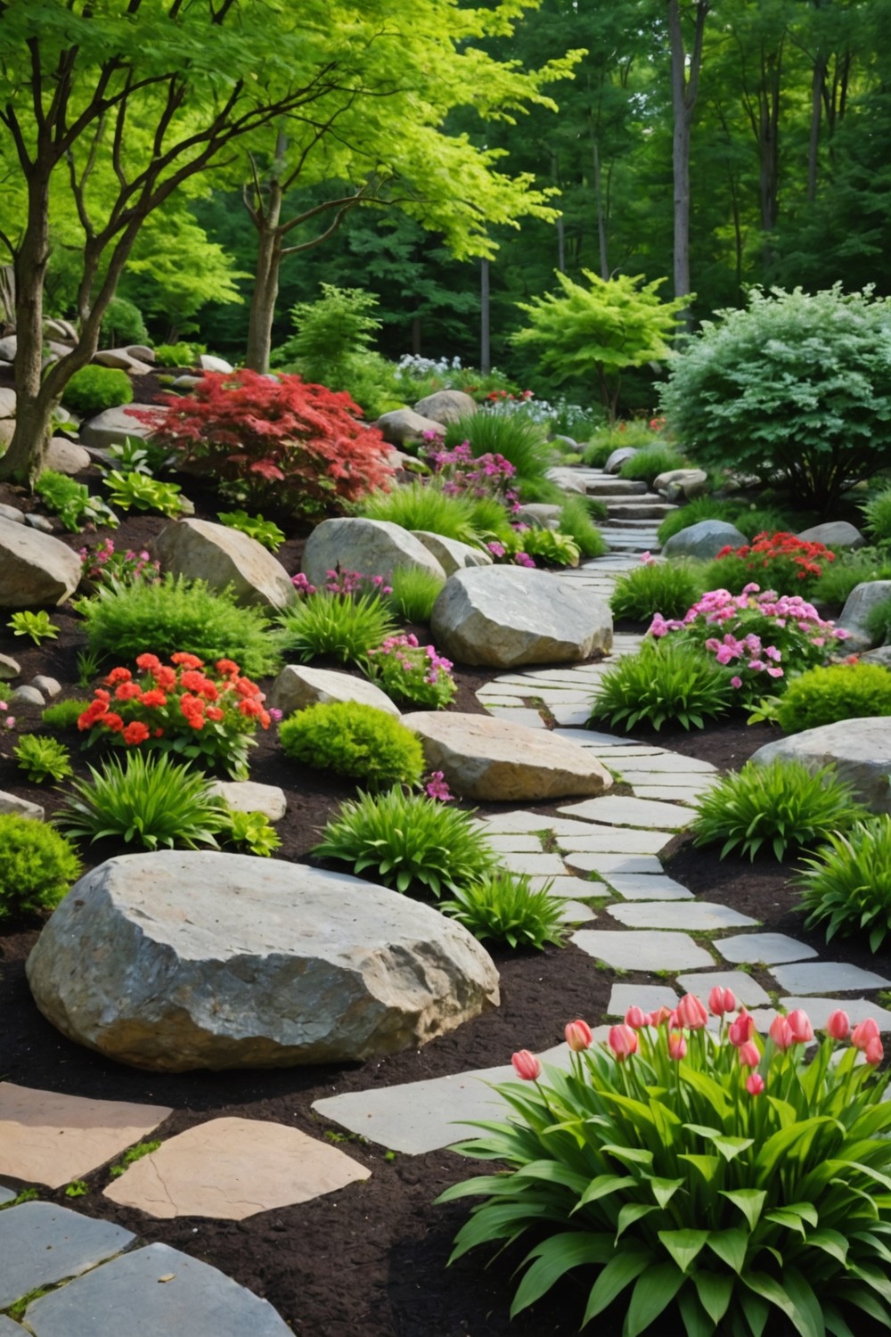 Make a Boulder a Garden Focal Point