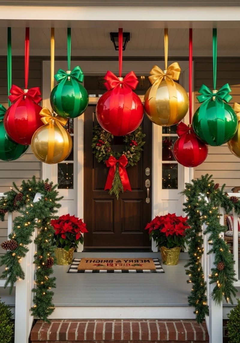 14. Painted Ornament Balls as Porch Décor