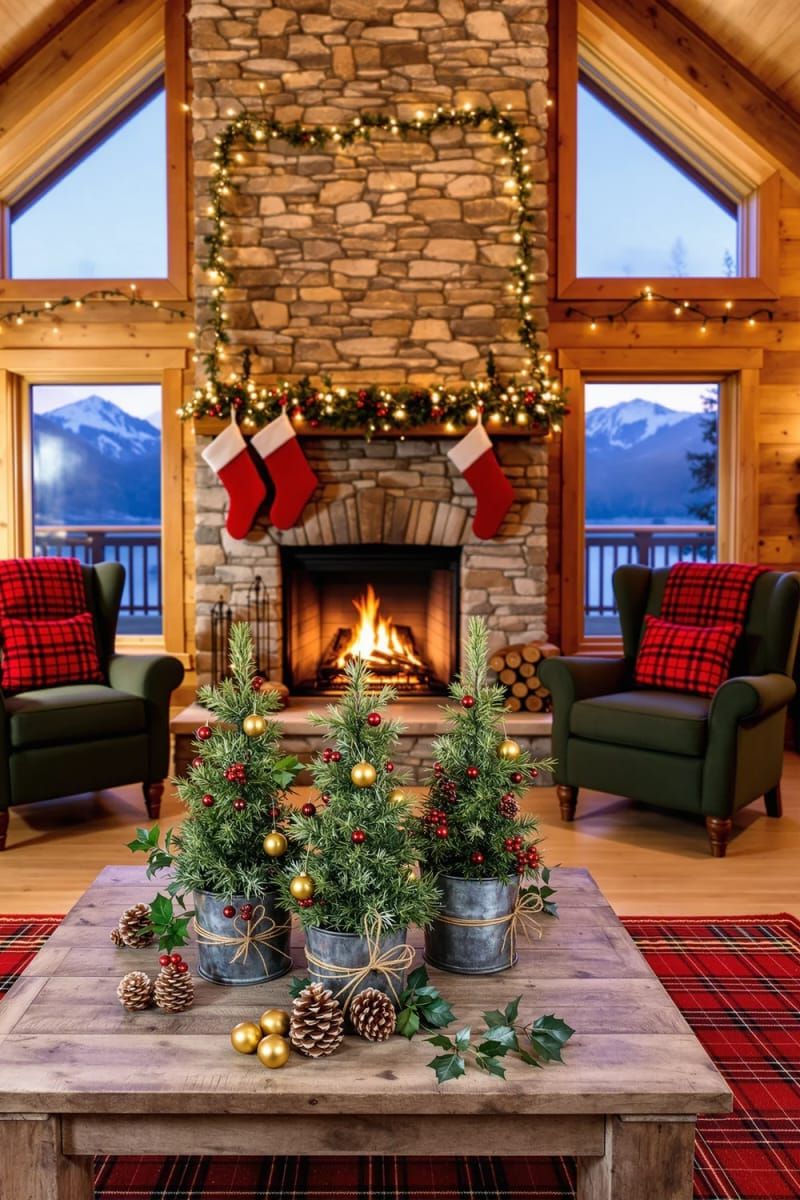 10. Mini Christmas trees in rustic metal buckets - photo 2