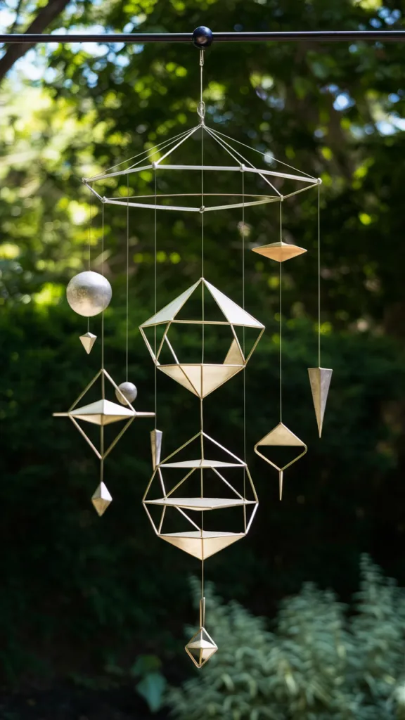 Kinetic Geometric Garden Mobiles