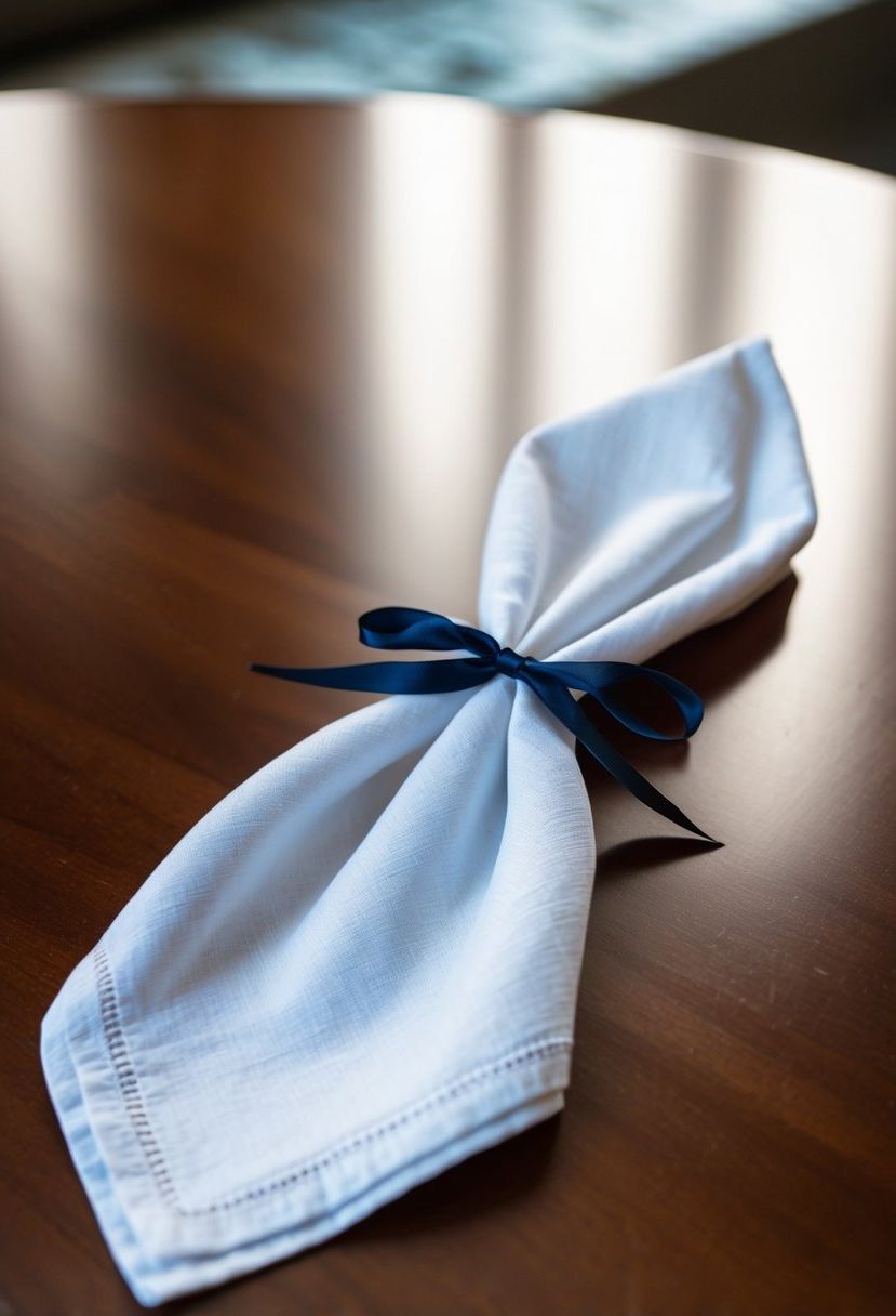 10) Linen Napkins Tied with Silk Ribbon