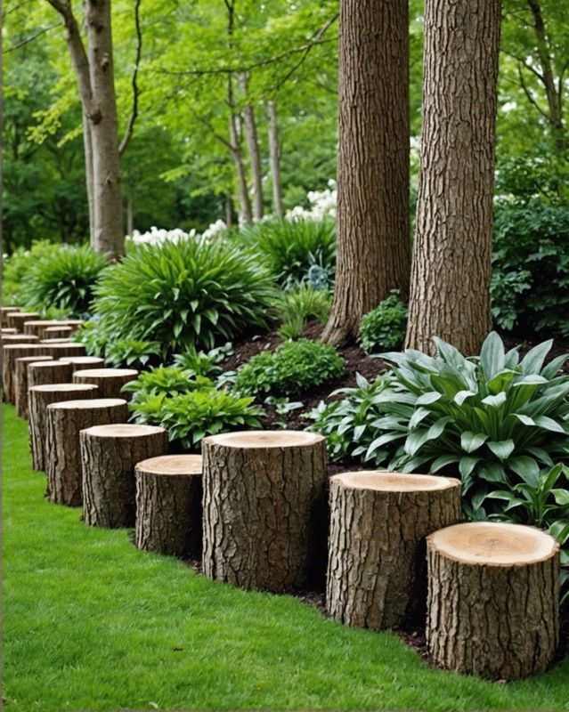 Tree Trunk Garden Edging