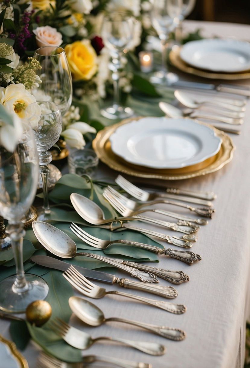 7) Style Tables with Antique Flatware
