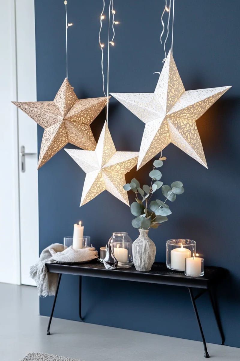 1. Paper star cluster with fairy lights