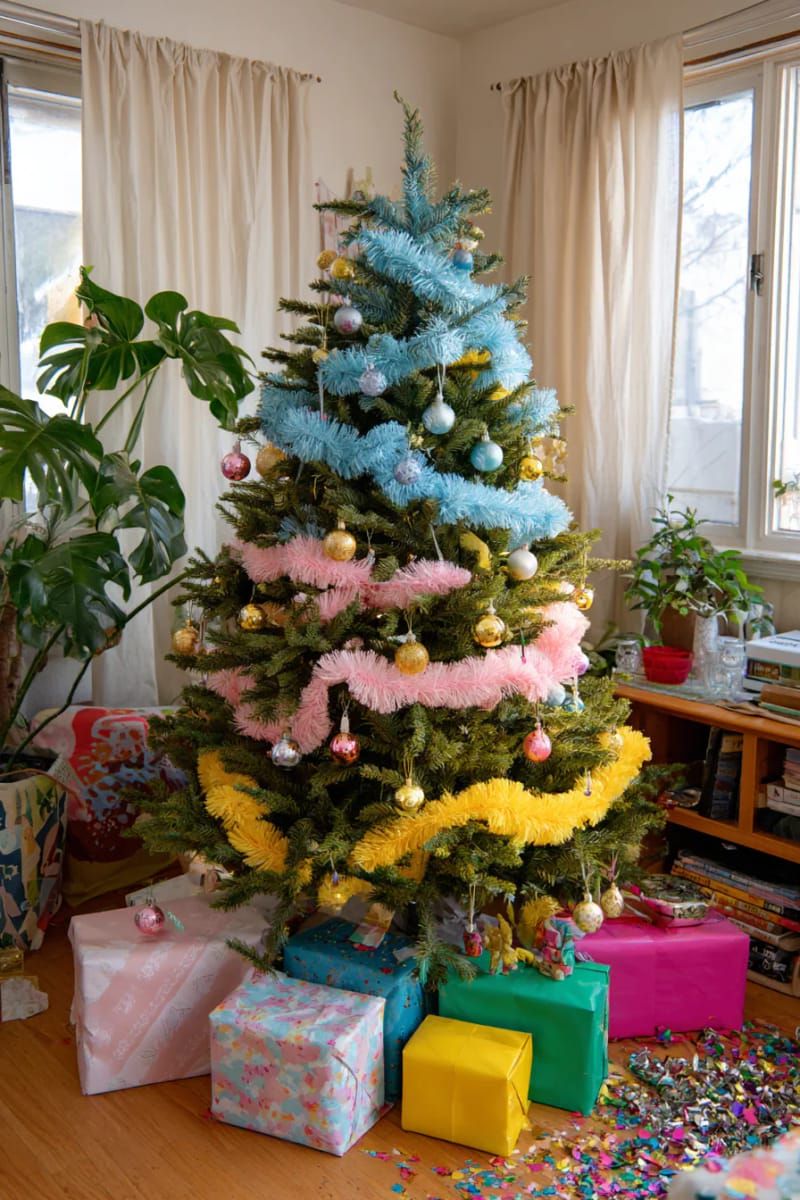 6. Color-Blocked Tree in Blue Pink Yellow Green - photo 3