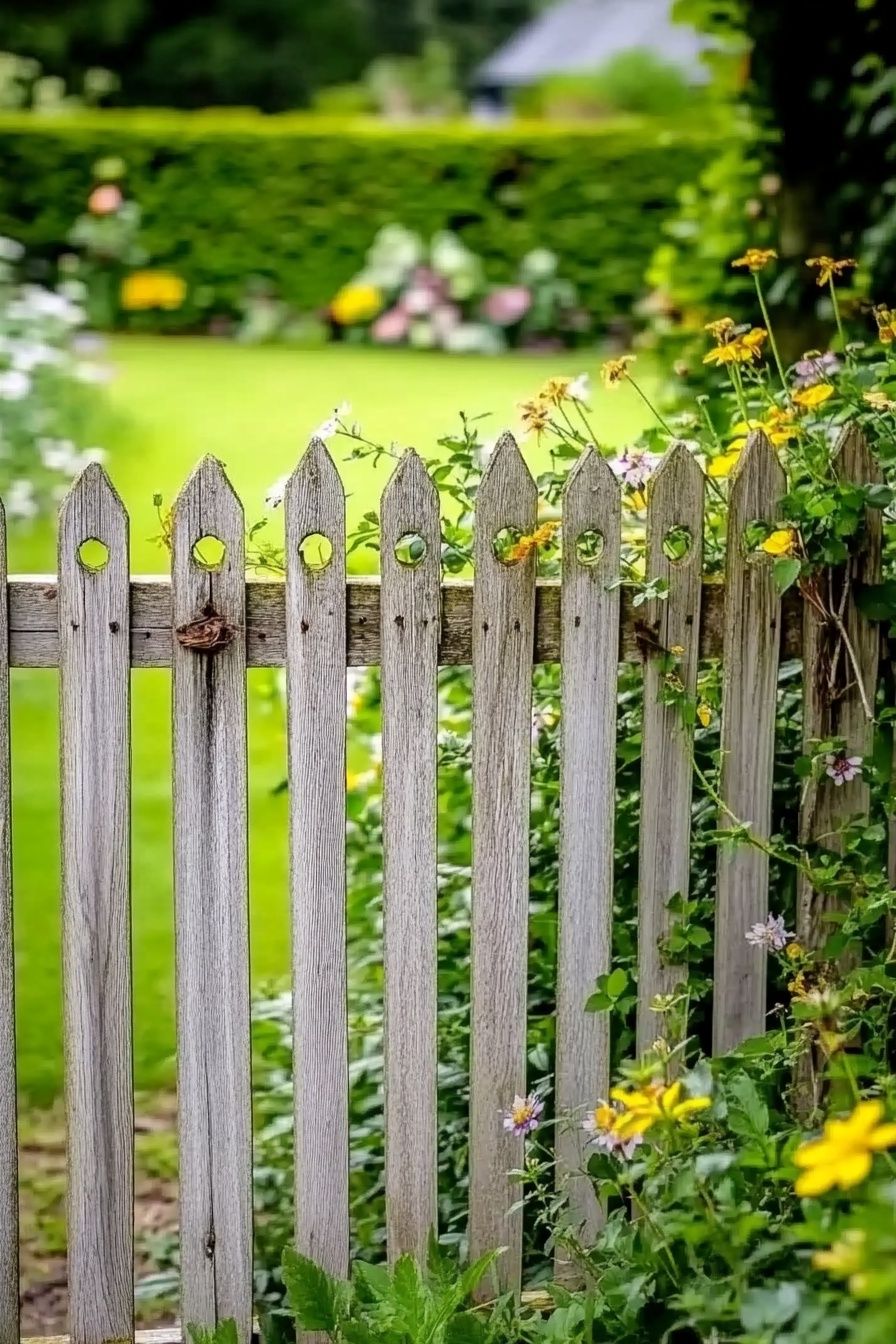 8. Build a Garden Border with Weathered Wood