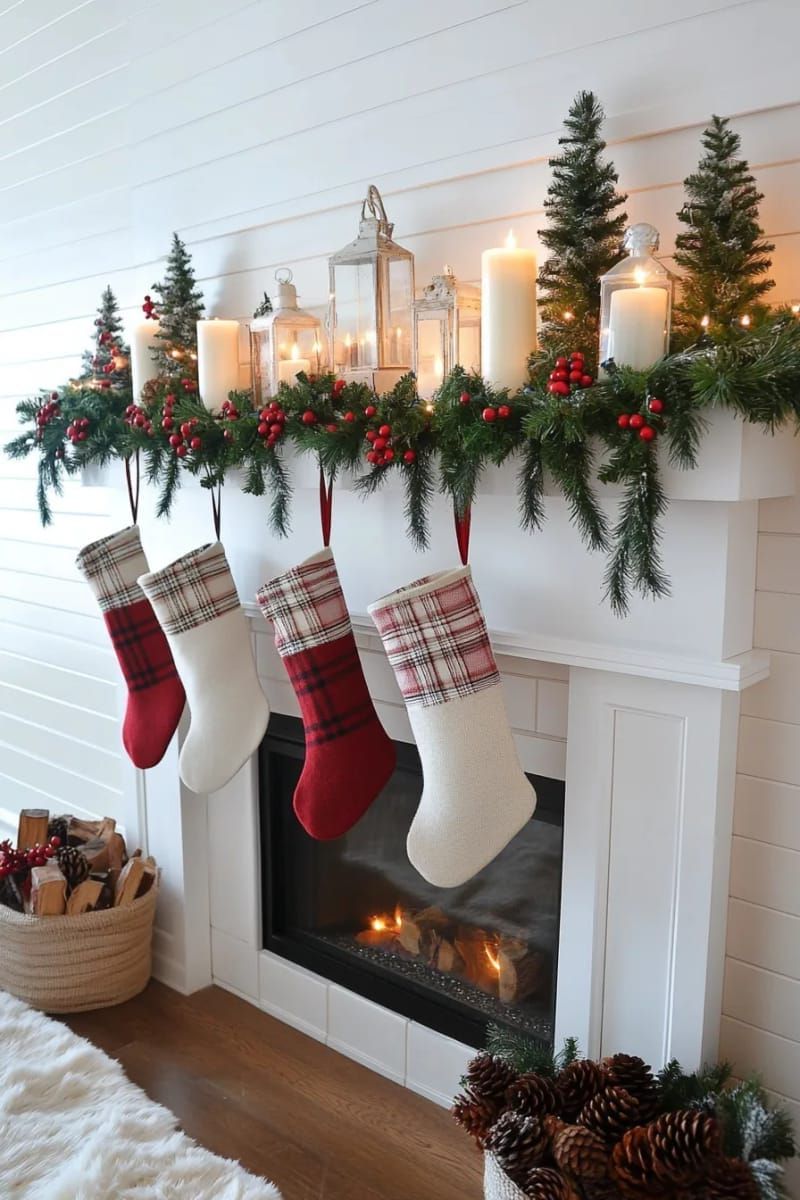 1. Rustic Pinecone Berry Garland for the Mantel