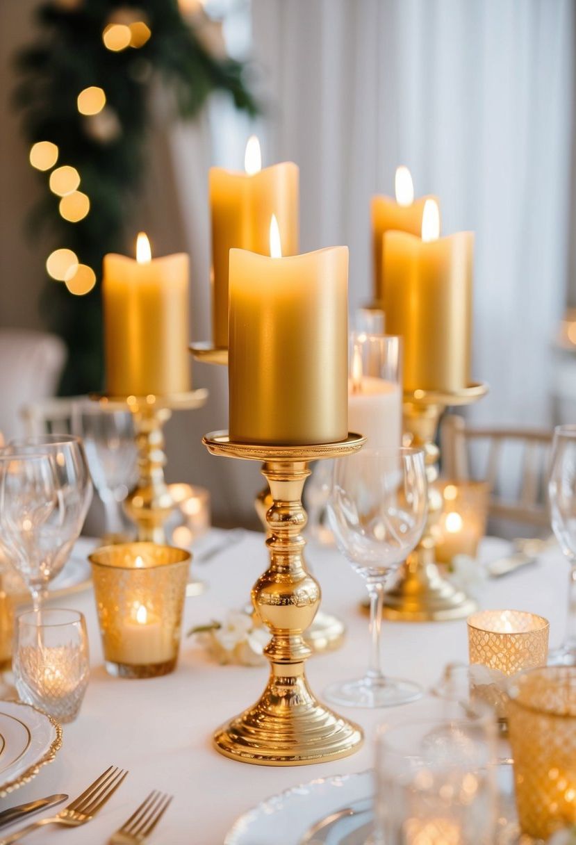 14) Golden Candle Holders