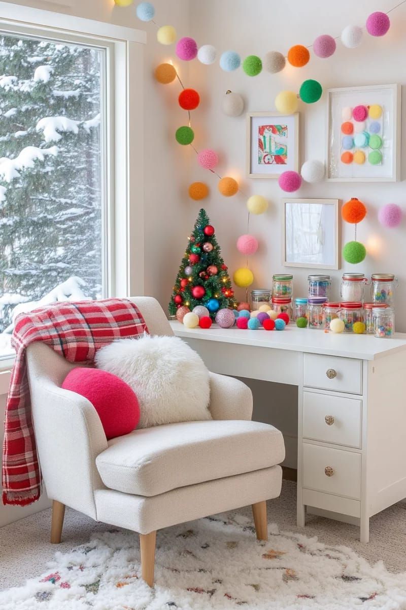 3. Rainbow Felt Ball Garland Decor Idea - photo 4