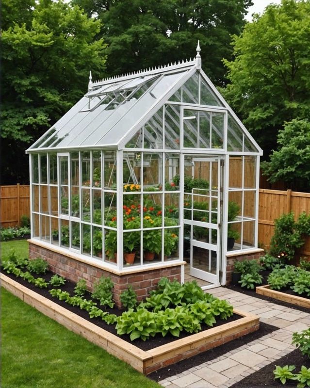 Modern Greenhouse-Enclosed Vegetable Garden