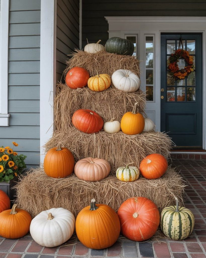 16. Build a Pumpkin Pyramid Display