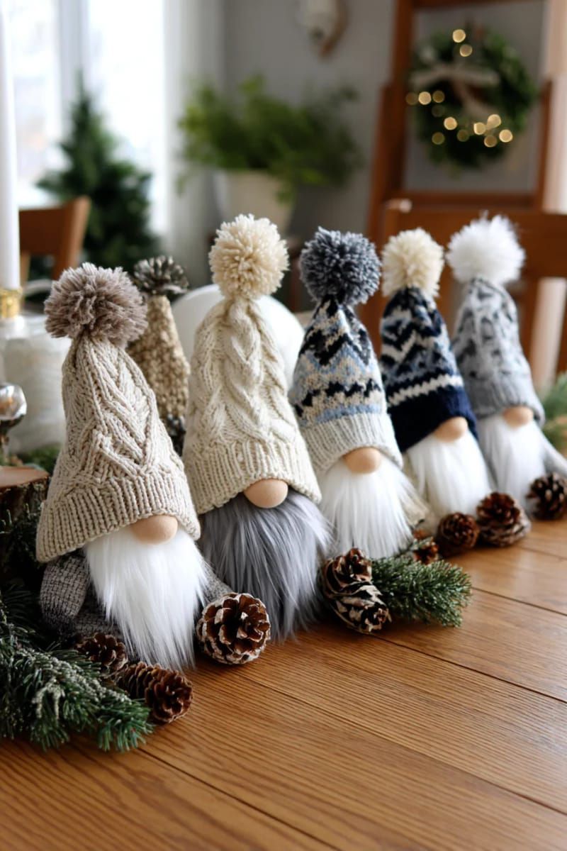 4. Sweater sleeve gnome dolls with faux fur beards and woolen hats - photo 3