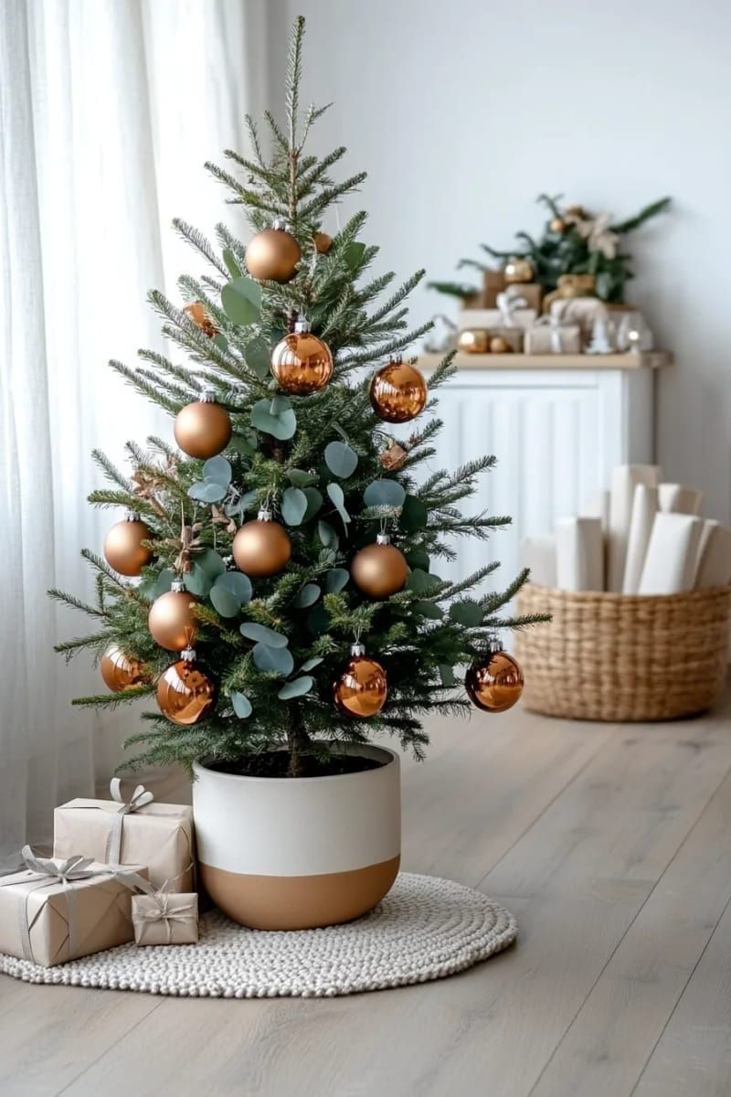 11. Amber Glass and Eucalyptus Minimalist Tree