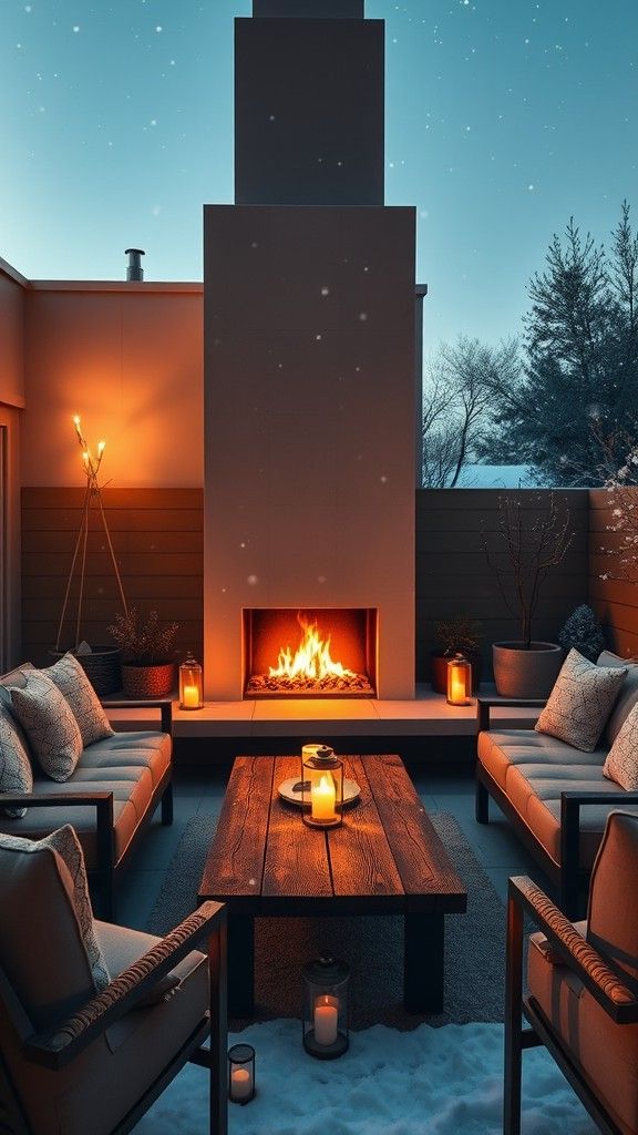 Open-Air Living Room Fireplace Setup