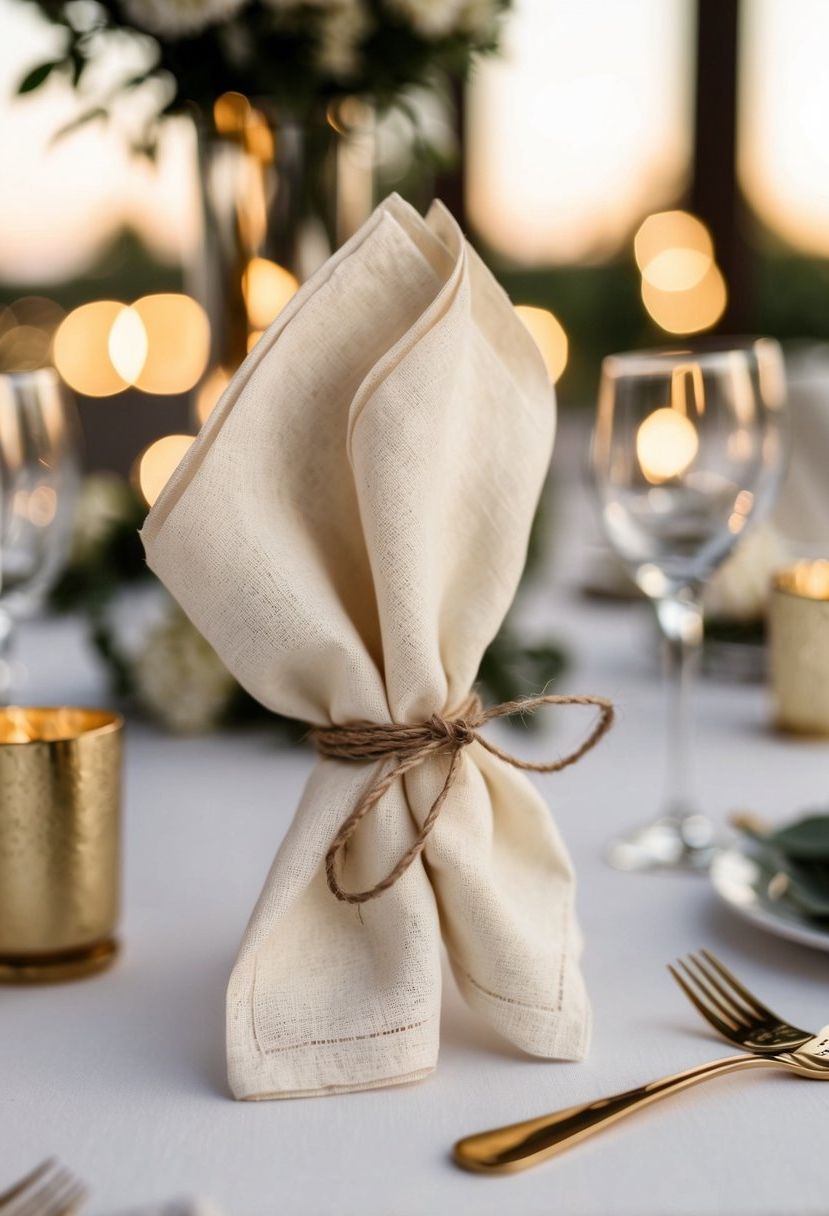 10) Cloth Napkins Tied with Twine