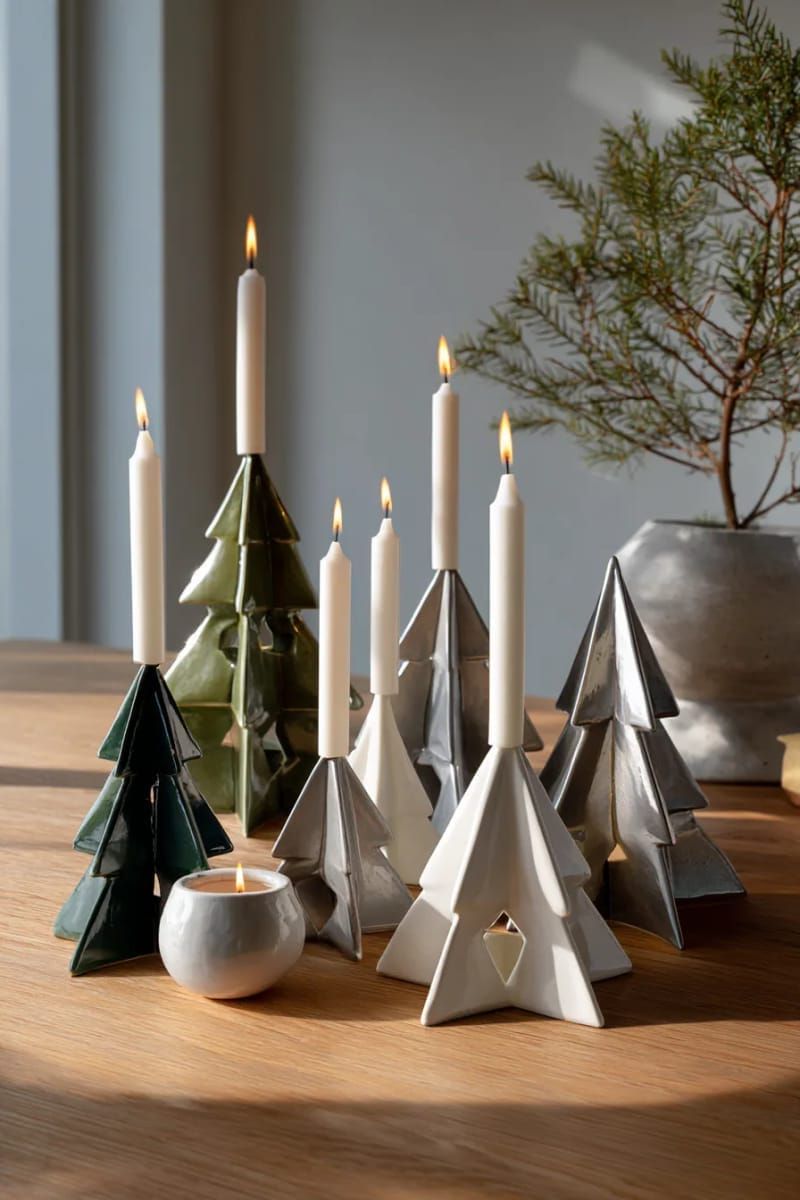 26. Architectural Candleholders Shaped Like Christmas Trees - photo 2