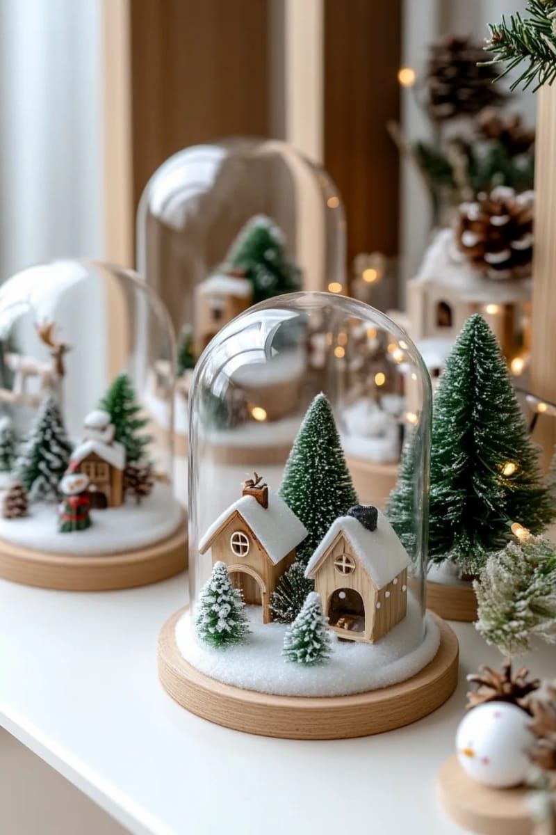 23. Glass Cloche Domes With Tiny Snowy Scenes - photo 2