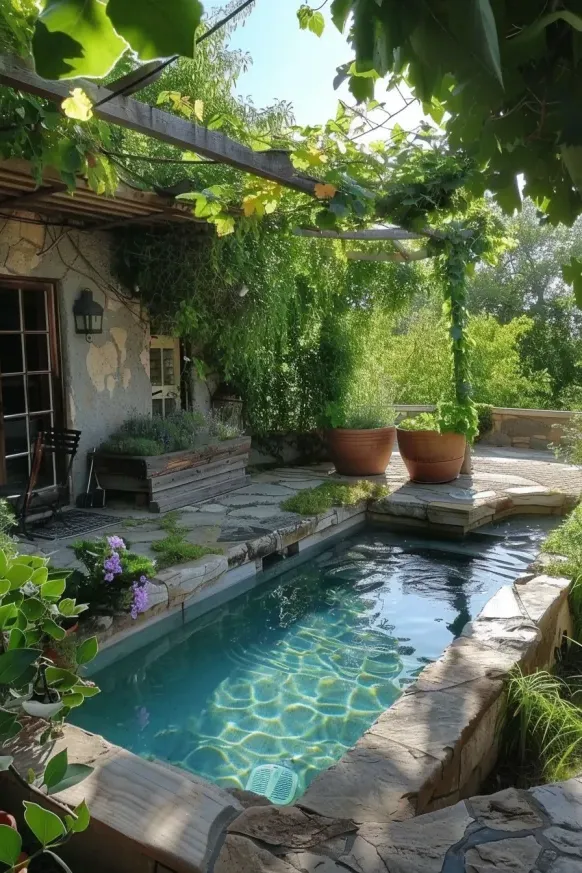 High-End Pool Area with Natural Stone