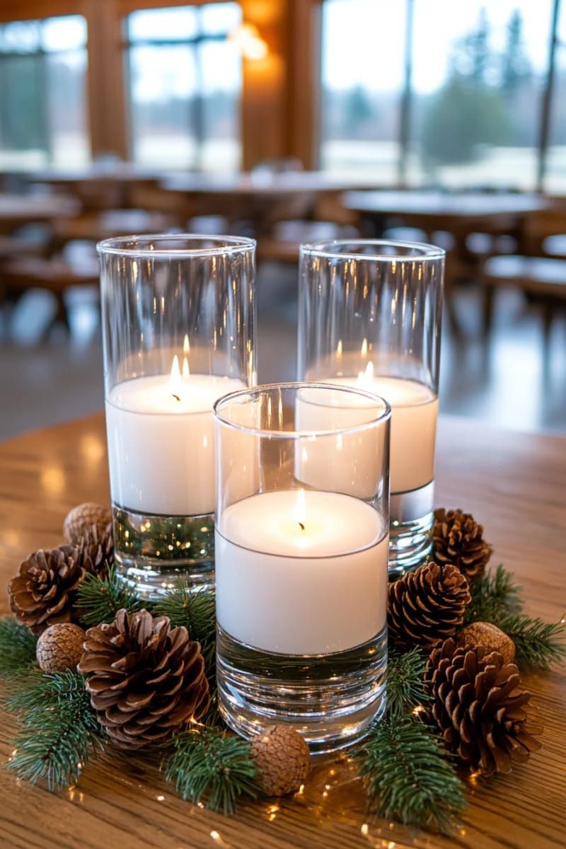 12. Floating Candles With Pinecones in Vases - photo 2