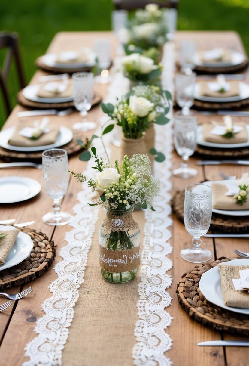 12) DIY lace and burlap table settings