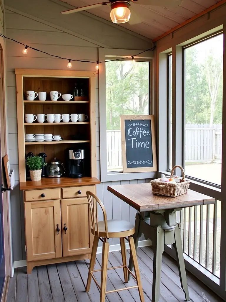 31. Screened-In Back Porch With Coffee Bar