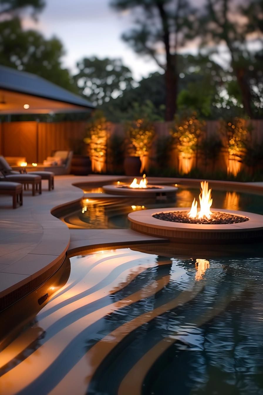 13. Plunge Pools with Fire Pit Features